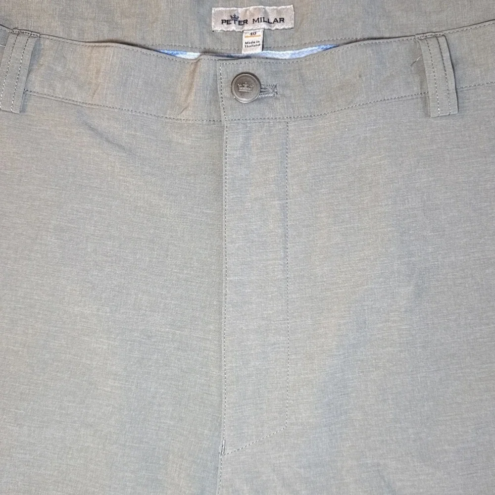 Peter Millar Performance Shorts Mens 40 Gray Flat Front Golf Tech Coastal Summer